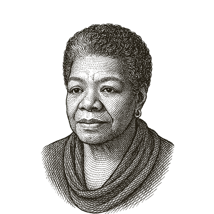 Stipple portrait of Maya Angelou