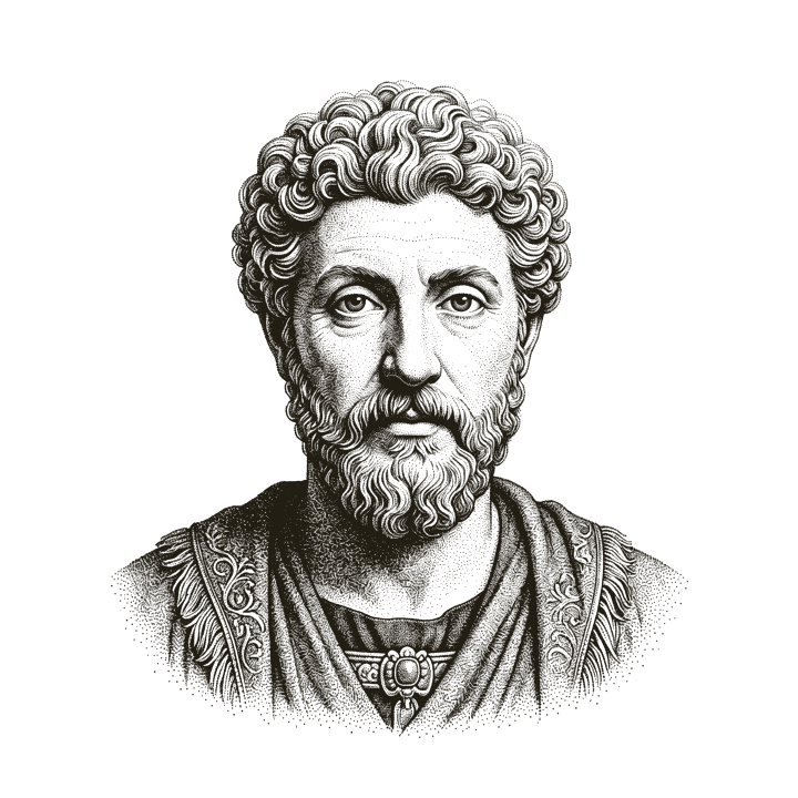 Stipple portrait of Marcus Aurelius