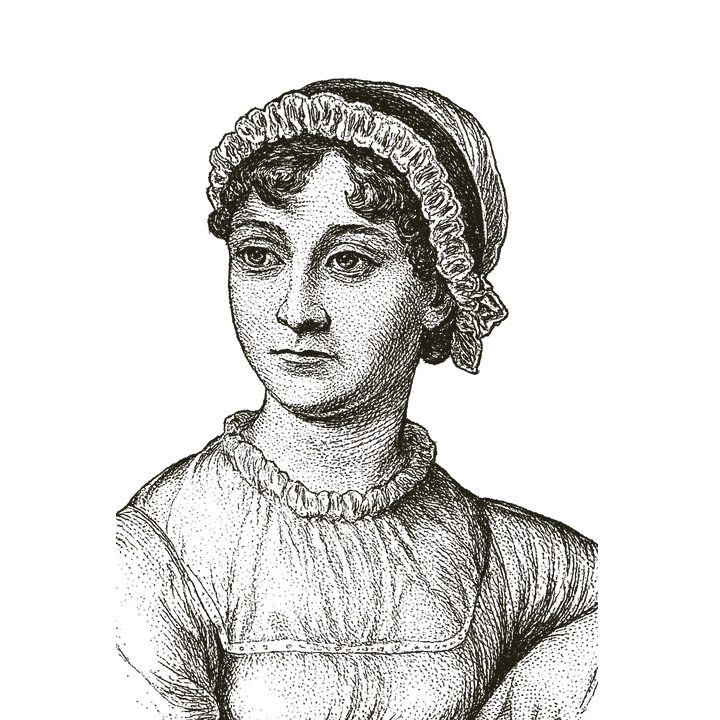 Stipple portrait of Jane Austen