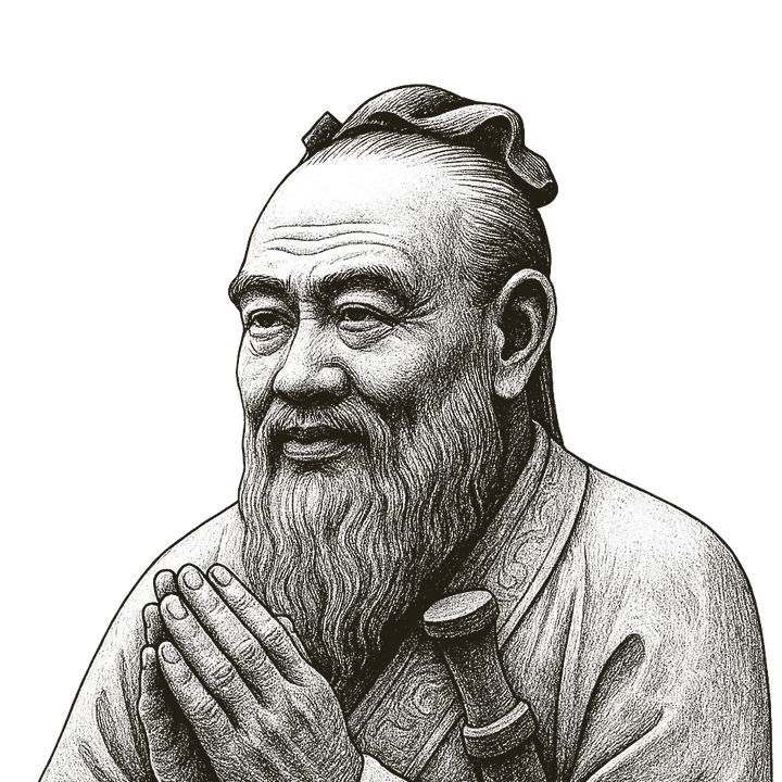 Stipple portrait of Confucius