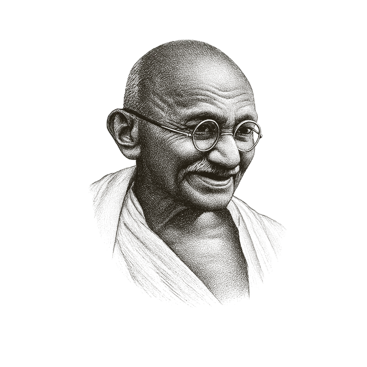 Stipple portrait of Mahatma Gandhi
