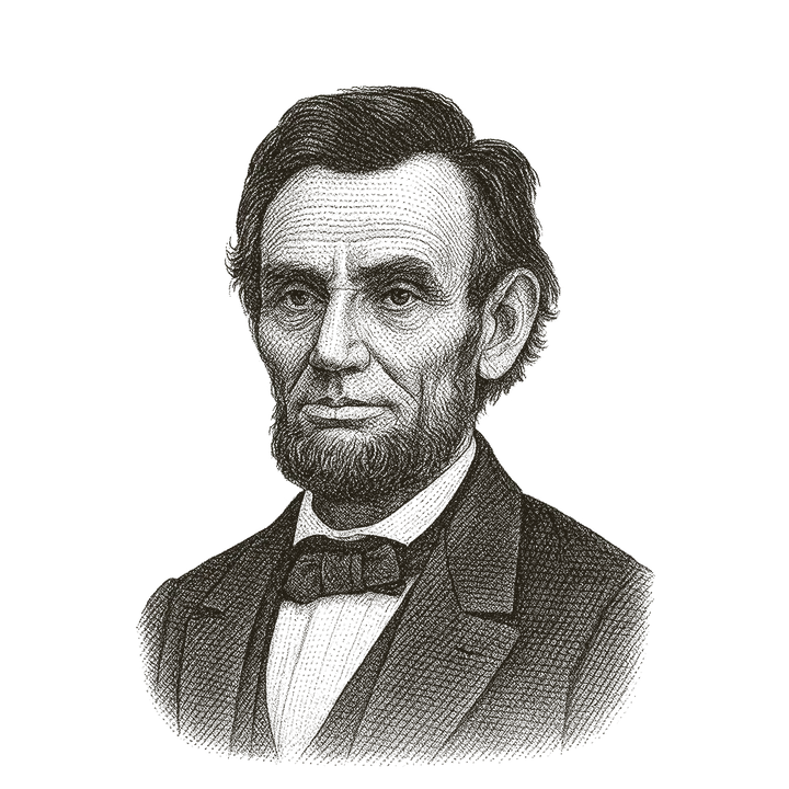Stipple portrait of Abraham Lincoln