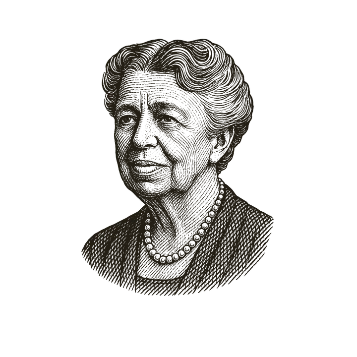 Stipple portrait of Eleanor Roosevelt