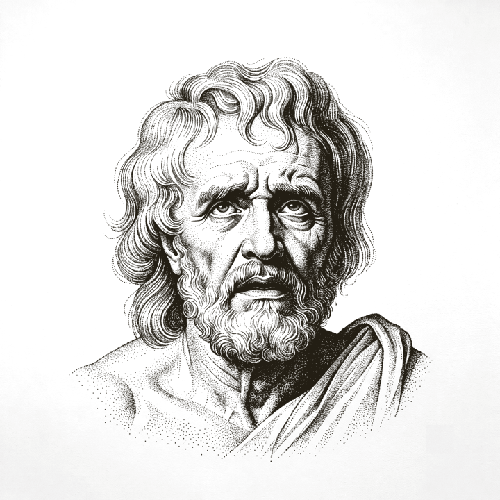 Stipple portrait of Seneca