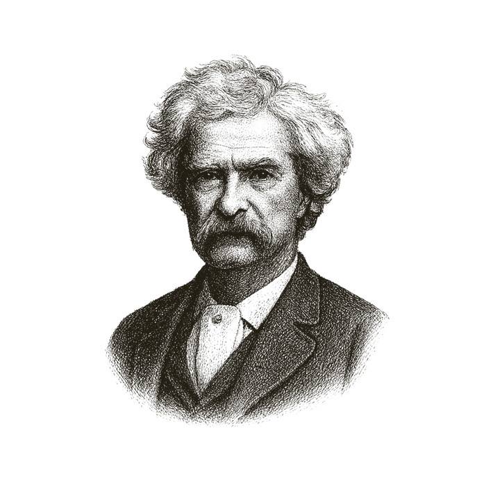 Stipple portrait of Mark Twain